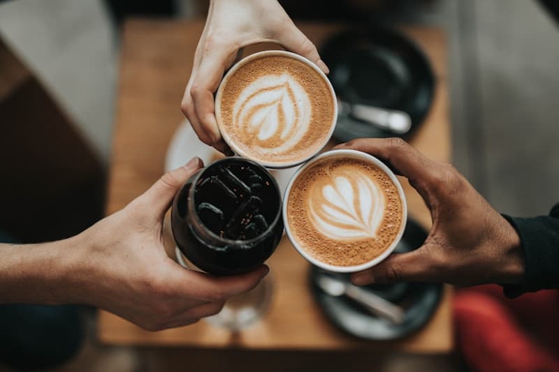 Coffee bar with fresh espresso being poured